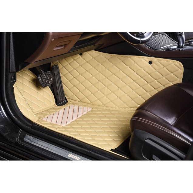 Purchase Beige Luxury Leather Diamond Car Floor Mats Purchase Beige Luxury Leather Diamond Car Floor Mats