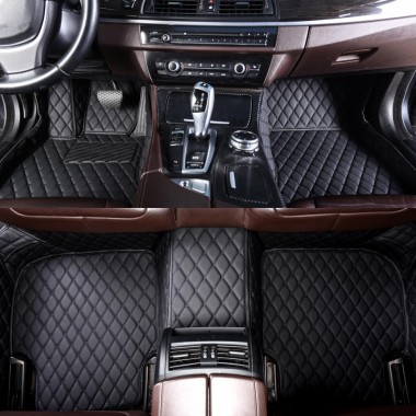 Purchase Black and Black Stitching Luxury Leather Diamond Car Floor Mats