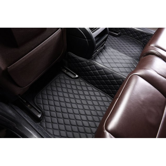Purchase Black and Black Stitching Luxury Leather Diamond Car Floor Mats Purchase Black and Black Stitching Luxury Leather Diamond Car Floor Mats