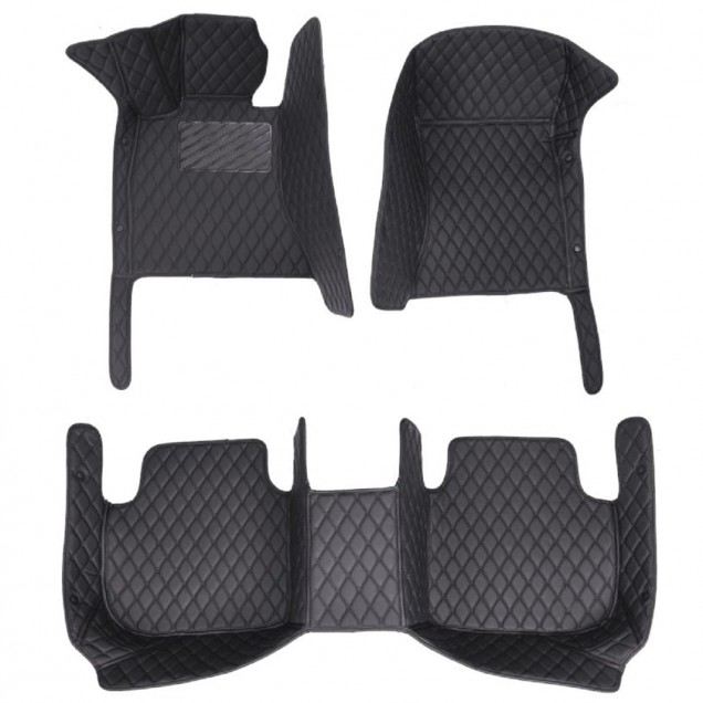 Purchase Black and Black Stitching Luxury Leather Diamond Car Floor Mats Purchase Black and Black Stitching Luxury Leather Diamond Car Floor Mats