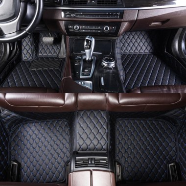 Purchase Black and Blue Stitching Luxury Leather Diamond Car Floor Mats