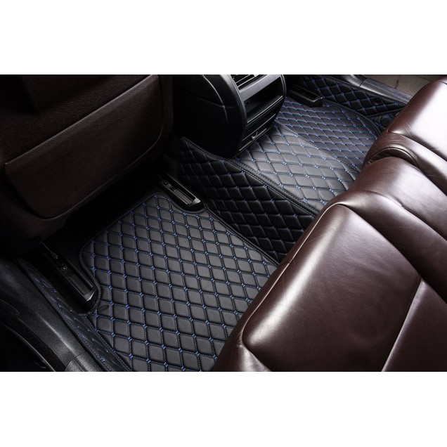 Purchase Black and Blue Stitching Luxury Leather Diamond Car Floor Mats Purchase Black and Blue Stitching Luxury Leather Diamond Car Floor Mats