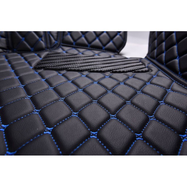Purchase Black and Blue Stitching Luxury Leather Diamond Car Floor Mats Purchase Black and Blue Stitching Luxury Leather Diamond Car Floor Mats
