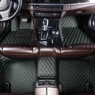 Purchase Black and Green Stitching Luxury Leather Diamond Car Floor Mats