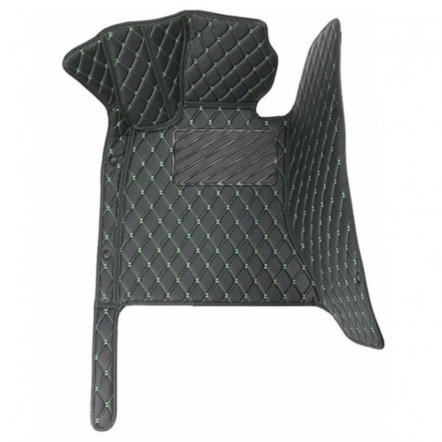Purchase Black and Green Stitching Luxury Leather Diamond Car Floor Mats Purchase Black and Green Stitching Luxury Leather Diamond Car Floor Mats