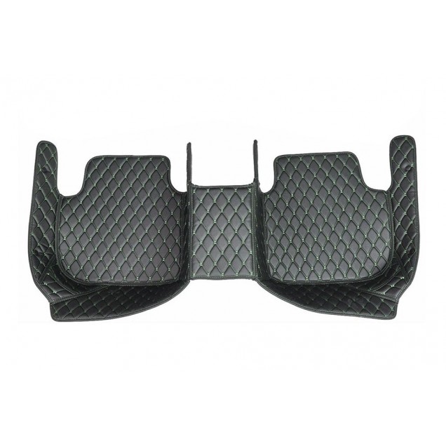 Purchase Black and Green Stitching Luxury Leather Diamond Car Floor Mats Purchase Black and Green Stitching Luxury Leather Diamond Car Floor Mats