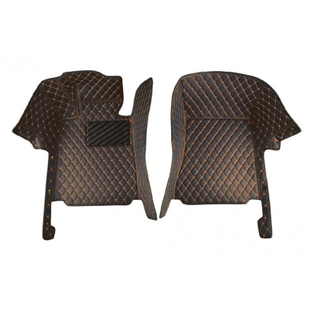Purchase Black and Orange Stitching Luxury Leather Diamond Car Floor Mats Purchase Black and Orange Stitching Luxury Leather Diamond Car Floor Mats