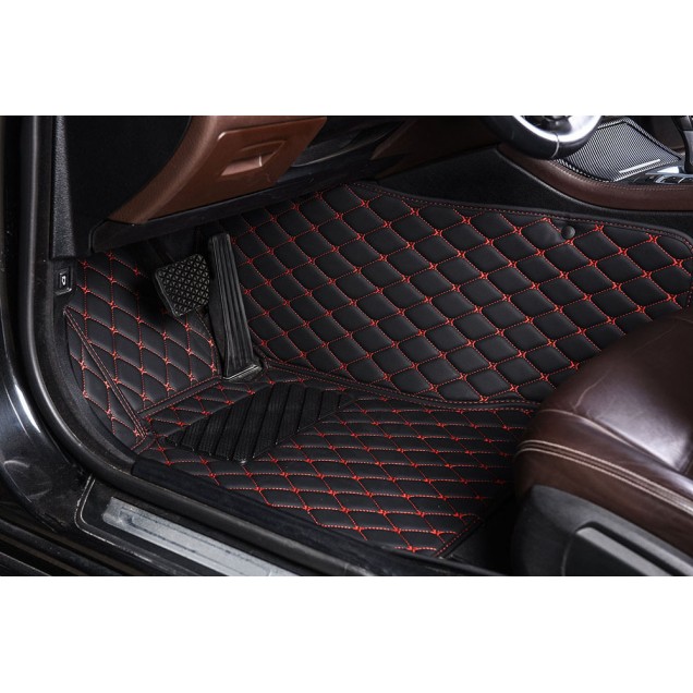 Purchase Black and Red Stitching Luxury Leather Diamond Car Floor Mats Purchase Black and Red Stitching Luxury Leather Diamond Car Floor Mats