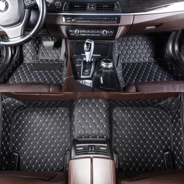 Purchase Black and White Stitching Luxury Leather Diamond Car Floor Mats