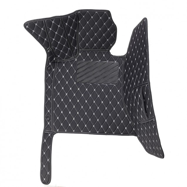 Purchase Black and White Stitching Luxury Leather Diamond Car Floor Mats Purchase Black and White Stitching Luxury Leather Diamond Car Floor Mats