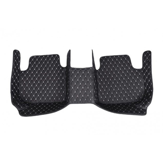 Purchase Black and White Stitching Luxury Leather Diamond Car Floor Mats Purchase Black and White Stitching Luxury Leather Diamond Car Floor Mats