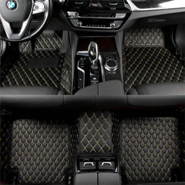 Purchase Black and Yellow Stitching Luxury Leather Diamond Car Floor Mats