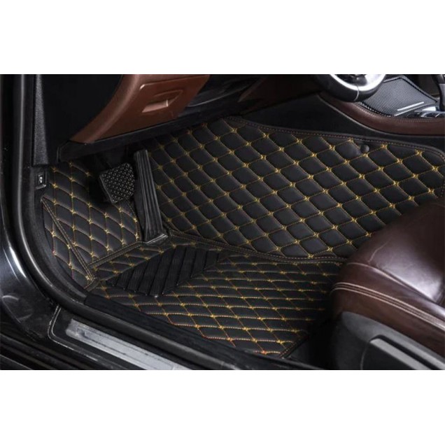 Purchase Black and Yellow Stitching Luxury Leather Diamond Car Floor Mats Purchase Black and Yellow Stitching Luxury Leather Diamond Car Floor Mats