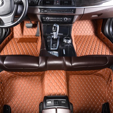Purchase Brown Luxury Leather Diamond Car Floor Mats