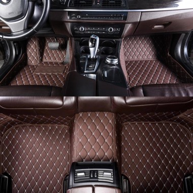 Purchase Dark Brown Luxury Leather Diamond Car Floor Mats