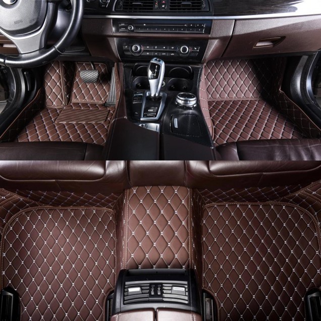 Purchase Dark Brown Luxury Leather Diamond Car Floor Mats Purchase Dark Brown Luxury Leather Diamond Car Floor Mats