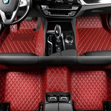 Purchase Wine Red Luxury Leather Diamond Car Floor Mats