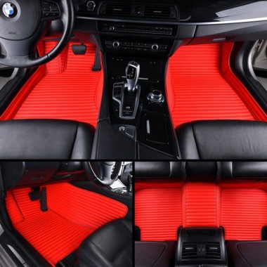 Purchase Red Luxury Leather Stripe Car Floor Mats