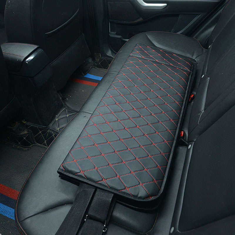 Universal Diamond Car Bed - Non-Inflatable Black and Red Stitching Luxury Leather Diamond Car Bed Mattress
