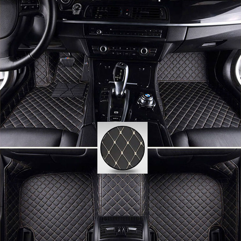 Purchase Black and Beige Stitching Luxury Leather Diamond Car Mats