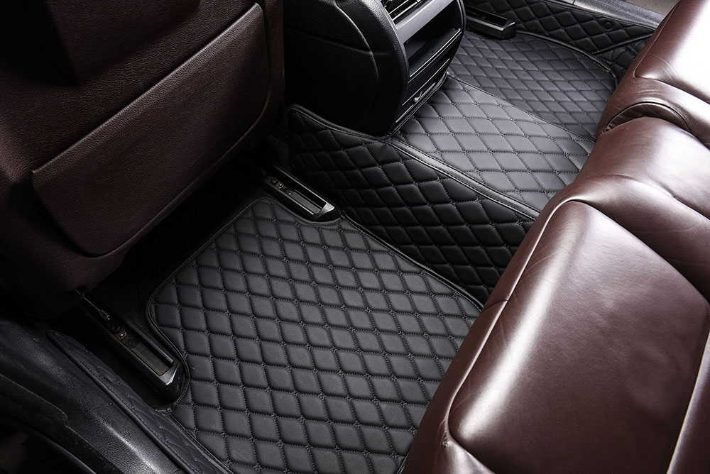 Purchase Black and Black Stitching Luxury Leather Diamond Car Mats