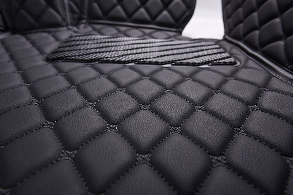 Purchase Black and Black Stitching Luxury Leather Diamonds Car Floor Mats