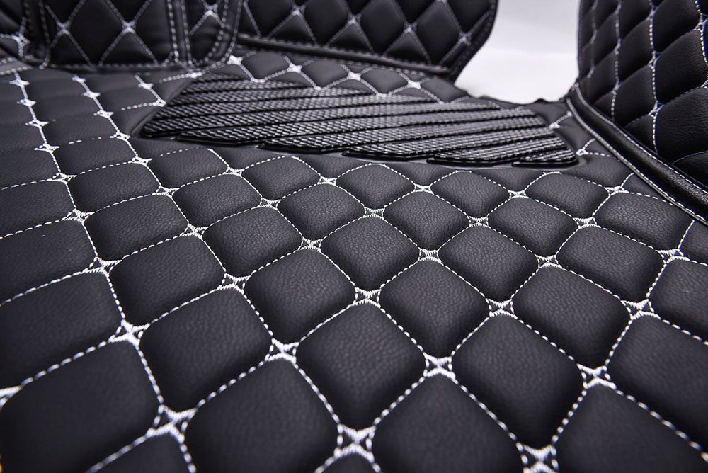 Purchase Black and White Stitching Luxury Leather Diamonds Car Floor Mats