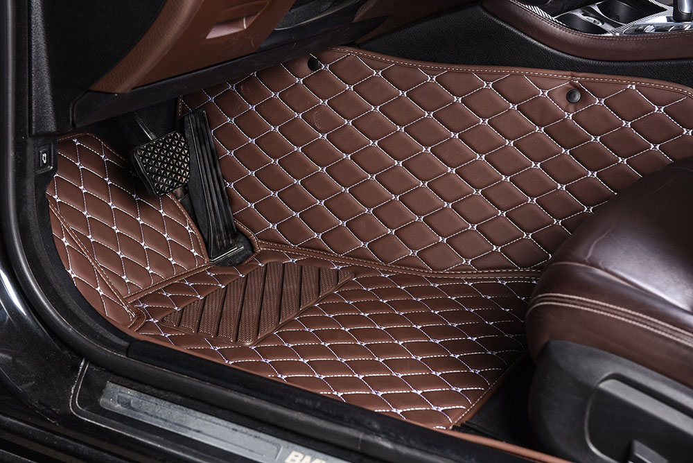 Purchase Dark Brown Luxury Leather Diamond Car Mats