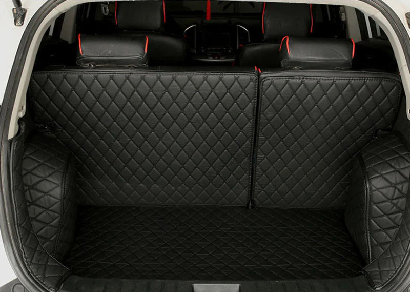 Purchase Black and Black Stitching Full Cover Luxury Leather Diamond Trunk Car Mats