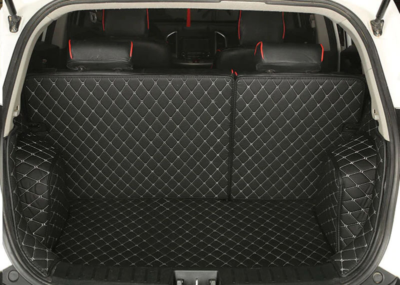 Purchase Black and White Stitching Full Cover Luxury Leather Diamond Trunk Car Mats